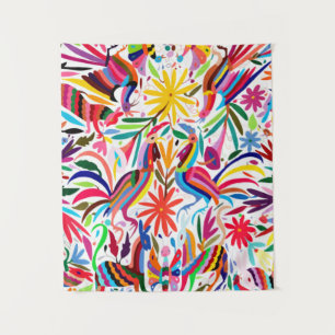 Tapete De Parede Impressão de Otomi Colorida, Padrão Floral/Animal