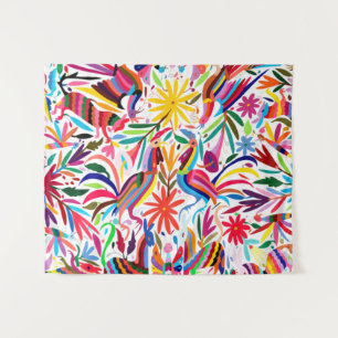 Tapete De Parede Impressão de Otomi Colorido, Padrão Floral/Anima