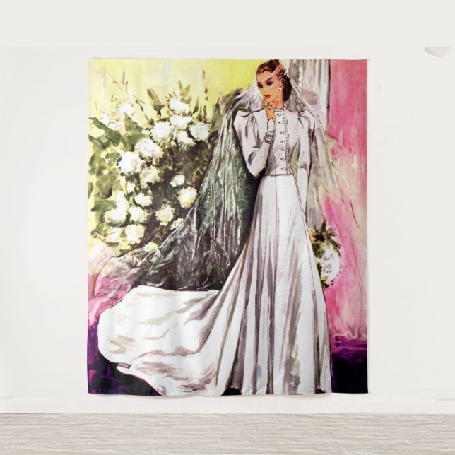 Tapete De Parede impressão do vestido de noiva de 1938 (Frente)