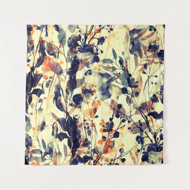 Tapete De Parede Impressões da Natureza: Floral Deixa Sem Fio. (Frente)