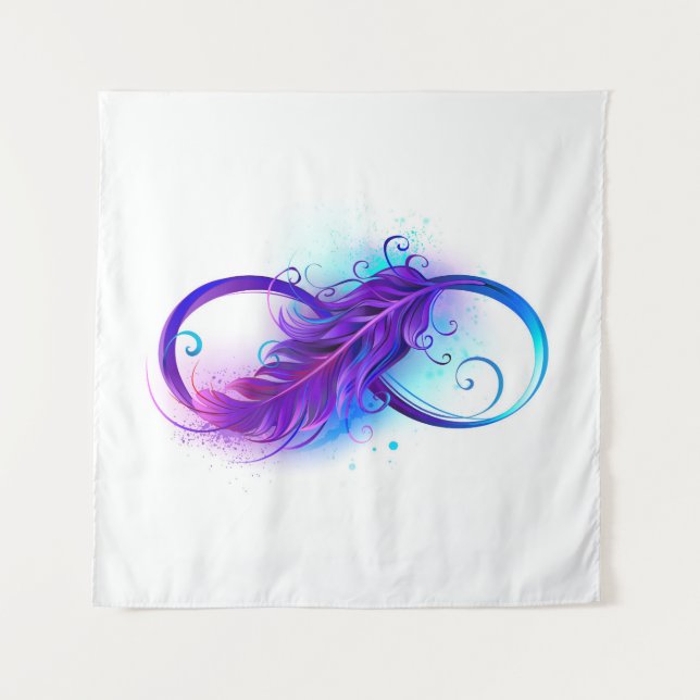 Tapete De Parede Infinidade com pena roxa (Frente)