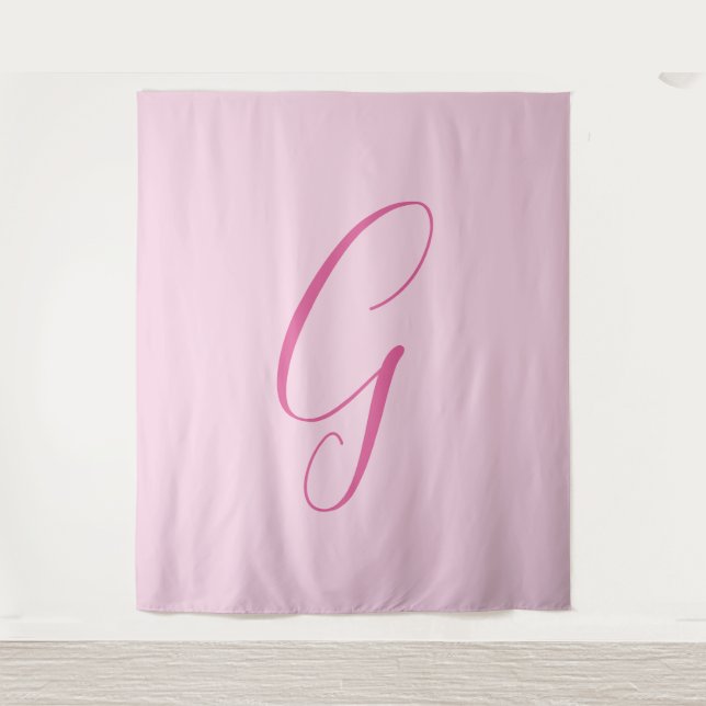 Tapete De Parede Initial Letter Monogram Light Pink Plain Chic (Frente)