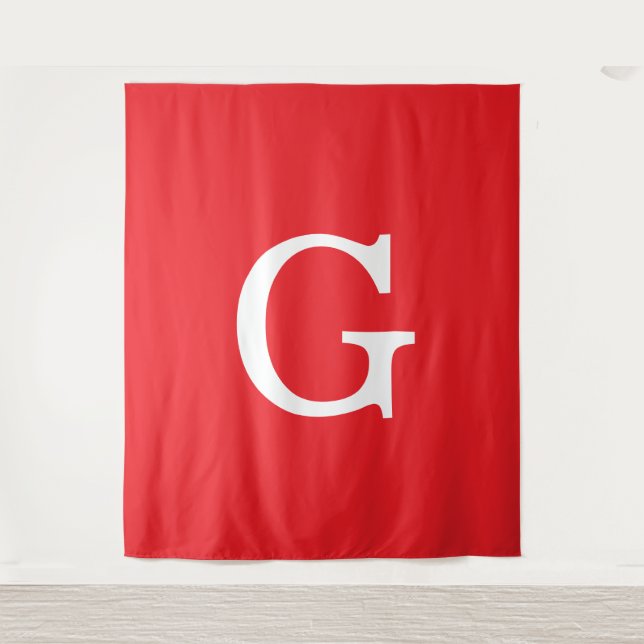 Tapete De Parede Initial Letter Monogram Red White Plain Simple (Frente)