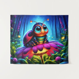 Tapete De Parede Inseto mágico numa floresta noturna luminosa