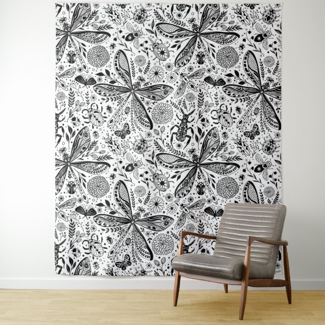 Tapete De Parede Insetos de porta em azul escuro (In Situ)