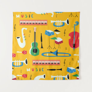 Tapete De Parede Instrumentos Musicais: Meio século Amarelo