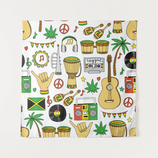 Tapete De Parede Instrumentos musicais sem descontinuidades. Reggae (Frente)