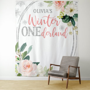 Tapete De Parede Inverno ONEderland Fundo Floral Rosa Prata