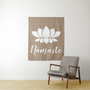 Tapete De Parede Ioga rústica de Namaste Lotus branco de