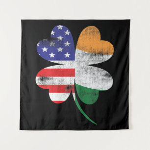 Tapete De Parede IRISH AMERICAN FLAG Ireland Shamrock