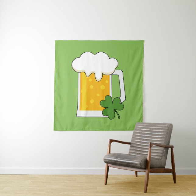 Tapete De Parede Irish Beer Mug com Shamrock Clover (In Situ)