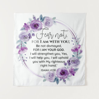 Tapete De Parede Isaiah 41:10 Medo não Escritura Floral Roxa