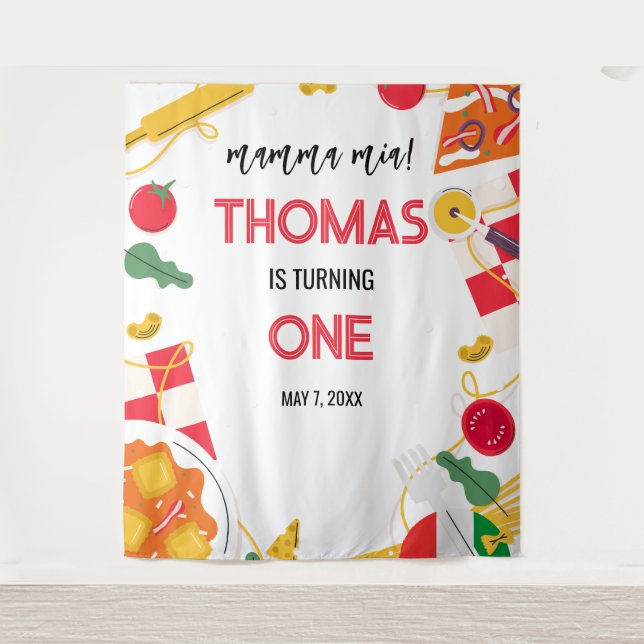 Tapete De Parede Italian Birthday Party backdrop (Frente)