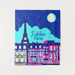 Tapete De Parede J'adore Paris - Fantasia Paris sob lua cheia
