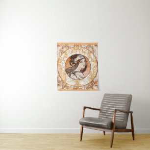 Tapete De Parede Janela de vidro detida por Alphonse Mucha