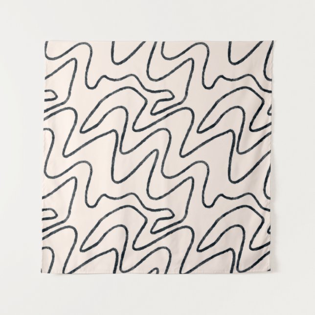 Tapete De Parede Japandi Minimalist Brush Stroke Pattern in Cream a (Frente)