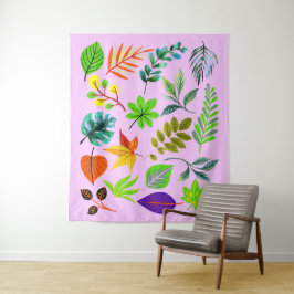 Tapete De Parede Jardim Botânico Floral - Folhas Modernas em Rosa