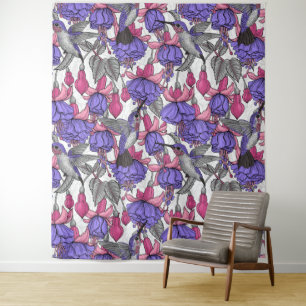 Tapete De Parede Jardim de beija-flor em melrose e rosa