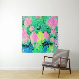 Tapete De Parede Jardim de Hydrangea rosa com folhagem amarela