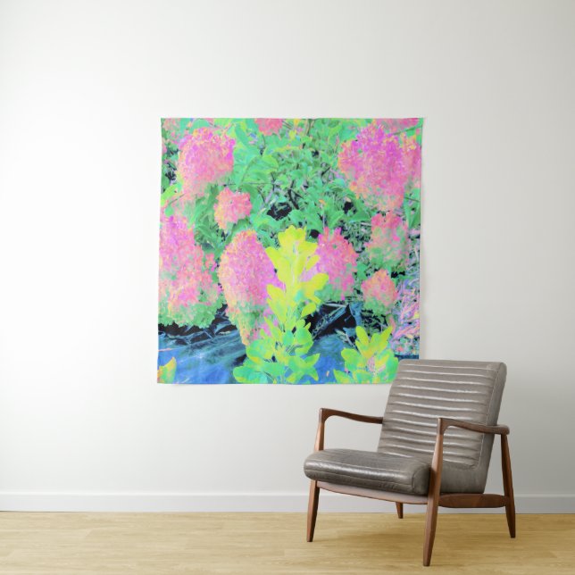 Tapete De Parede Jardim de Hydrangea rosa com folhagem amarela (In Situ)