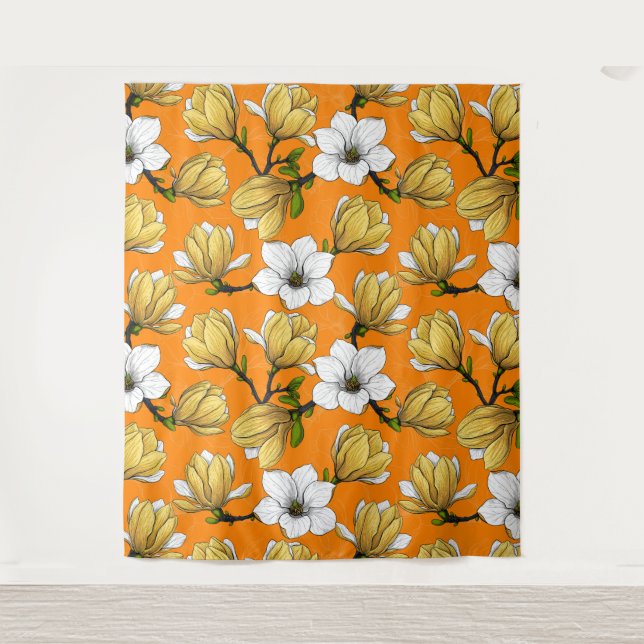 Tapete De Parede Jardim de Magnolia em amarelo (Frente)