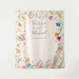 Tapete De Parede Jardim floral de flores silvestres delicadas Casam