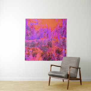 Tapete De Parede Jardim Impressionista Laranja Trippy Magenta
