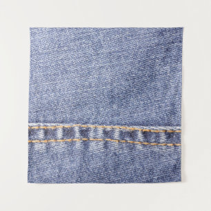 Tapete De Parede Jeans azuis: textura pormenorizada da costura.