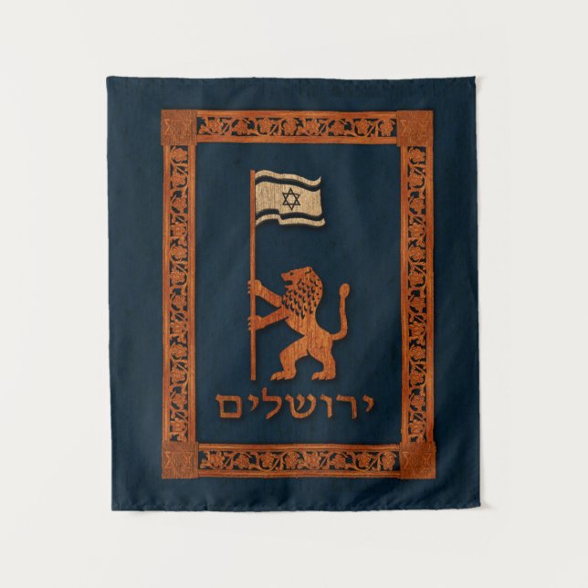 Tapete De Parede Jerusalem Day Lion com Bandeira (Frente)