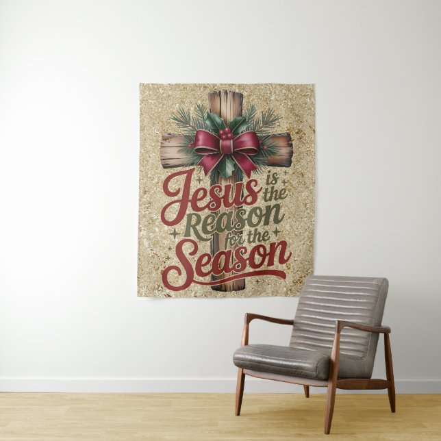 Tapete De Parede Jesus Reason Season Tapestry (In Situ)