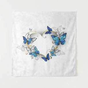 Tapete De Parede Jewelry Heart with Butterflies Morpho