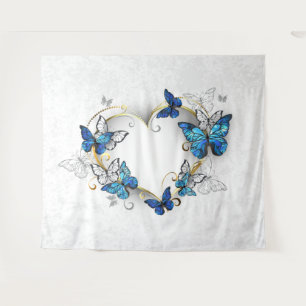 Tapete De Parede Jewelry Heart with Butterflies Morpho