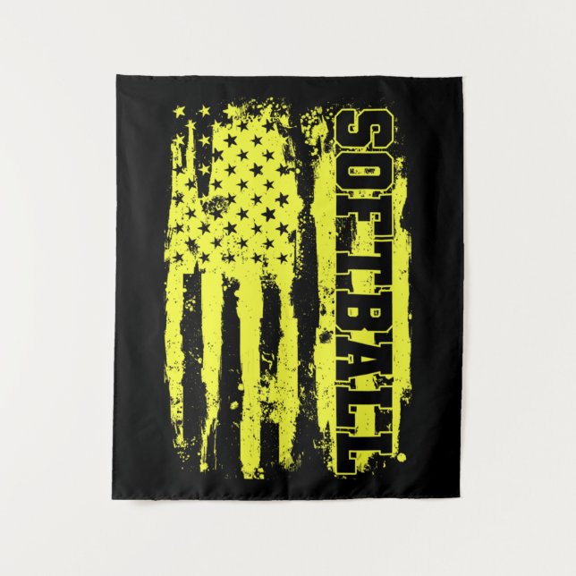Tapete De Parede Jogador Softball American Flag (Frente)