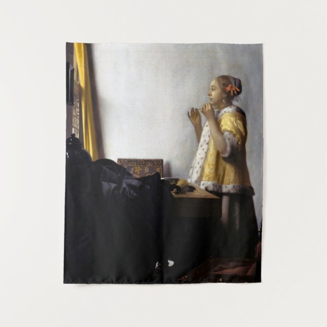 Tapete De Parede Johannes Vermeer - Jovem Mulher com Colar Pérola (Frente)