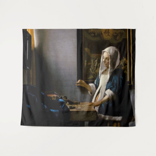 Tapete De Parede Johannes Vermeer - Mulher Equilibrando (Frente (Horizontal))
