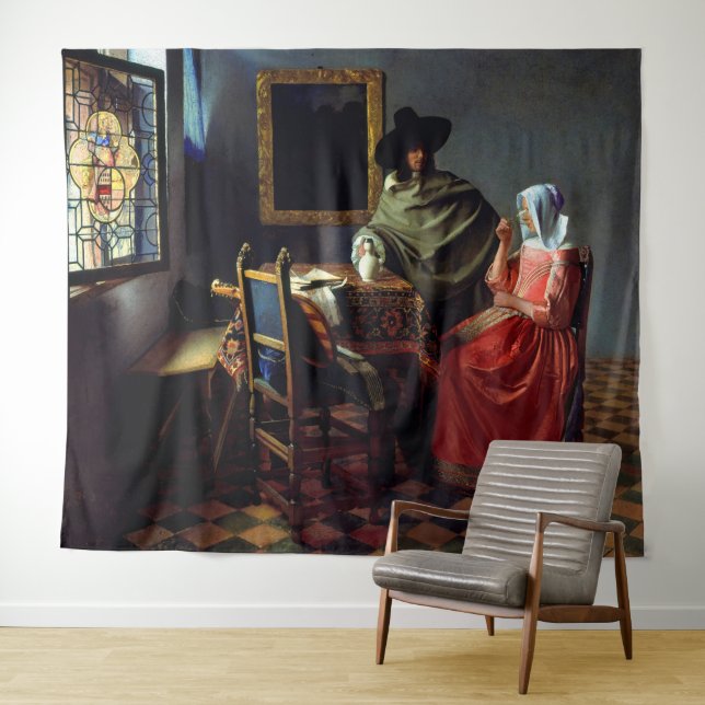 Tapete De Parede Johannes Vermeer - O Vidro do Vinho (In Situ (Horizontal))