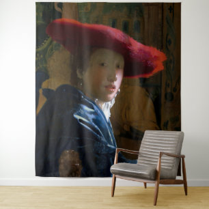 Tapete De Parede Johannes Vermeer - Rapariga com Chapéu Vermelho