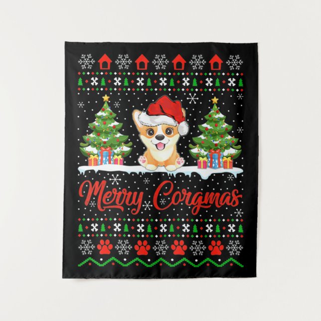 Tapete De Parede Joyeux Noël Corgmas Bonnet (Frente)