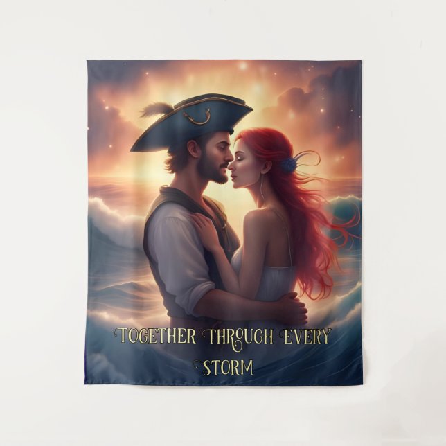 Tapete De Parede Juntos Através De Cada Tempestade Pirata Romântica (Frente)