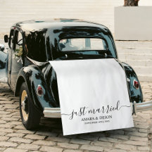 Just Married Script Fabric Car Banner Wedding Sign