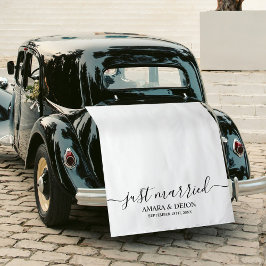 Tapete De Parede Just Married Script Fabric Car Banner Wedding Sign