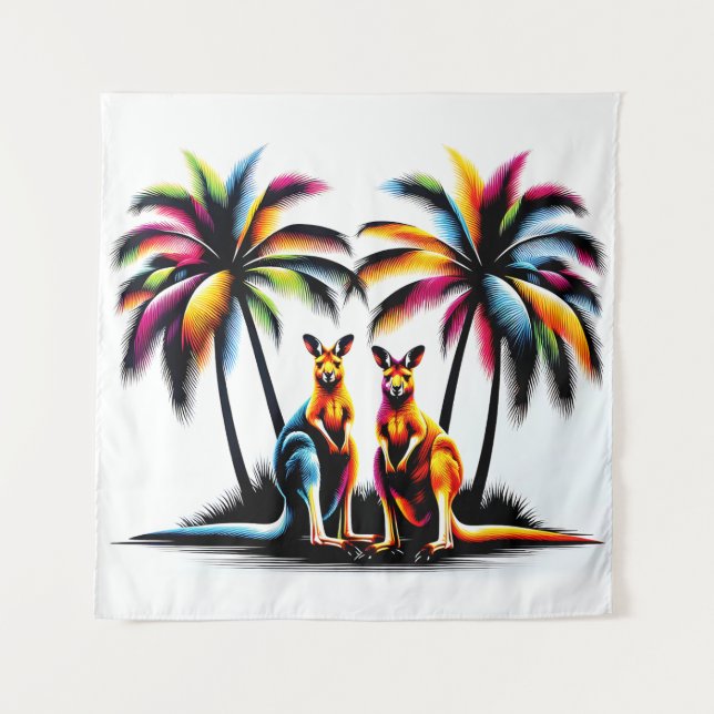 Tapete De Parede Kängurus unter Palmen in Australien (Frente)