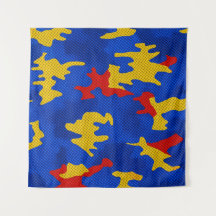 Kansas Blue Red Yellow Vibrant Camo Pattern