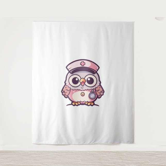 Tapete De Parede Kawaii Owl como enfermeira (Frente)