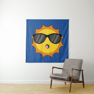 Tapete De Parede Kawaii Sun com óculos Sunglass Happy Emoji Faces
