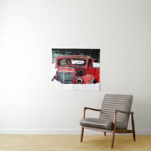 Tapete De Parede Keeshond Christmas Old Truck Painting Art