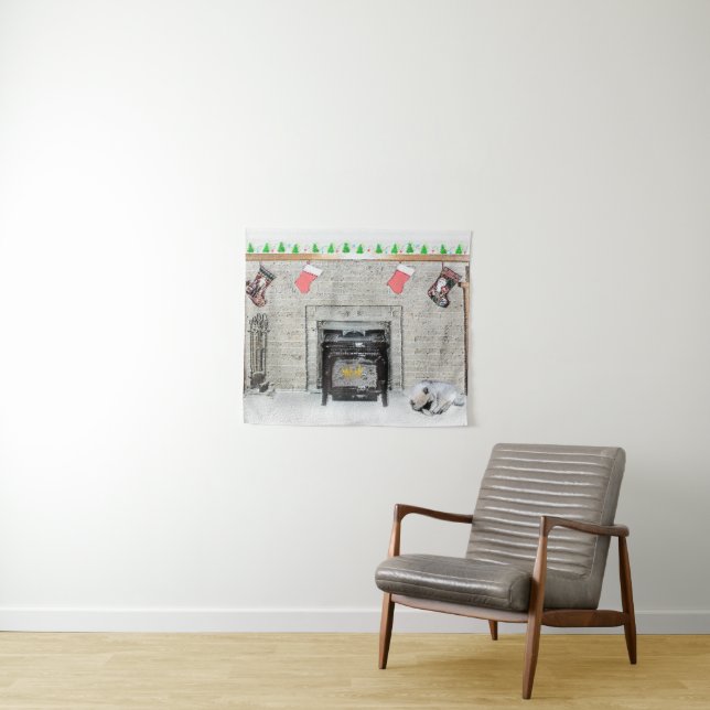 Tapete De Parede Keeshond Christmas Puppy Dog by Lareira Painting (In Situ (Horizontal))