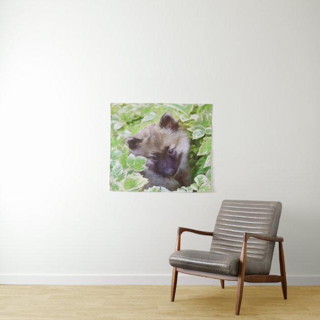 Tapete De Parede Keeshond Puppy na Pintura Original (In Situ (Horizontal))