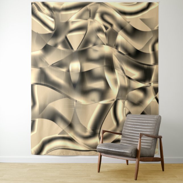 Tapete De Parede Khaki curvo ou formas beges, com tons de chuva (In Situ)