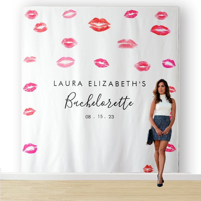 Tapete De Parede Kiss Lipstick Bachelorette Photo Booth Backdrop (Criador carregado)